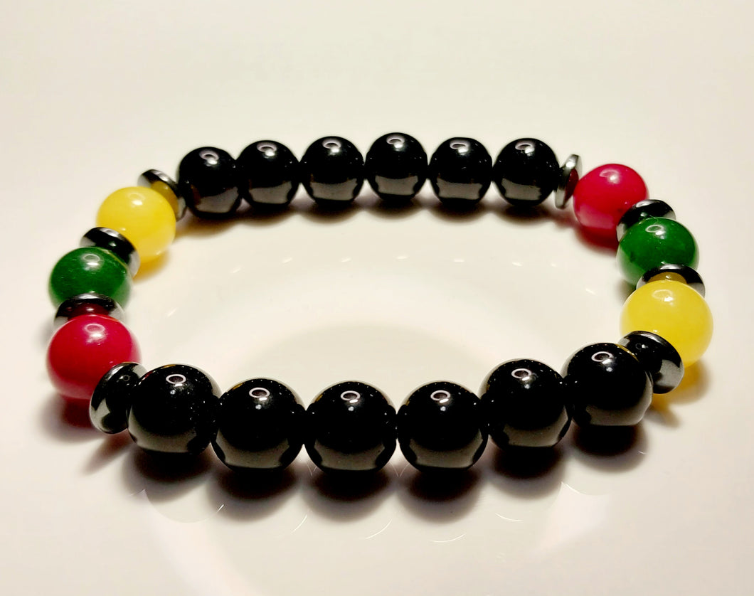 BLACK POWER BEADED BRACELET